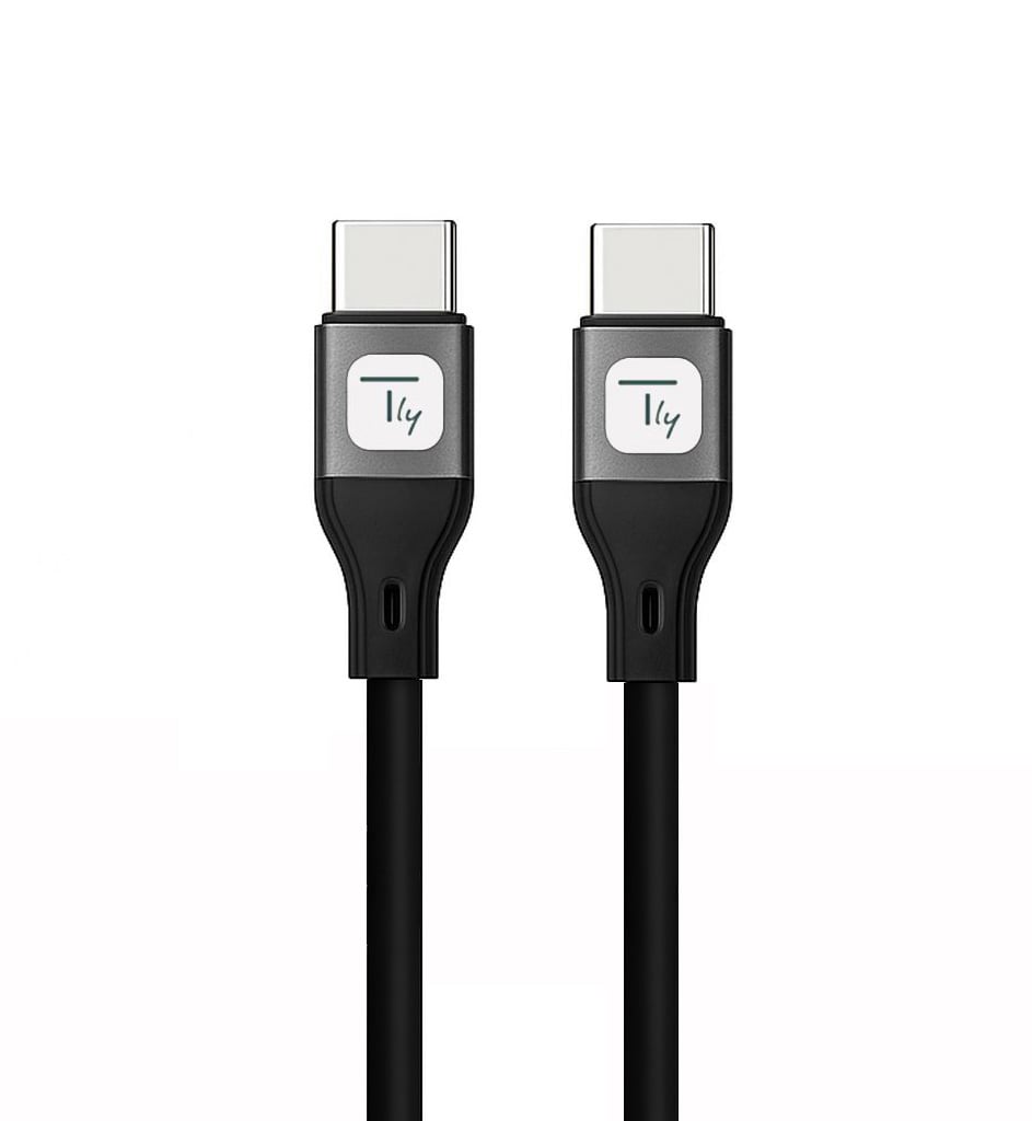 USB-C Cable Male/Male USB 2.0 Silicone 1 m Black - Techly ICOC MUSB 20 -C 60 B 1 S
