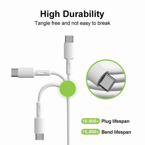 USB-C Cable Male/Male USB 2.0 2 m White - Techly ICOC MUSB 20 -C 60 W 2