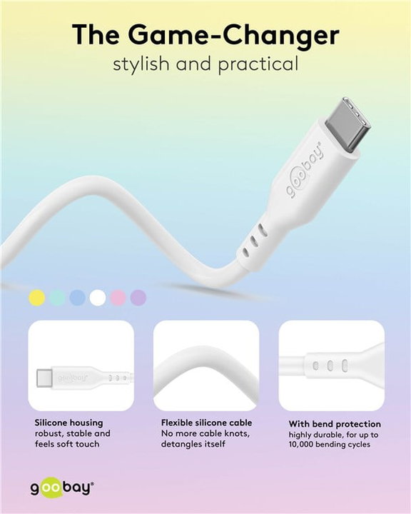Cavo USB-C Maschio/Maschio USB 2.0 in Silicone 1,5m Azzurro - Goobay ICOC MUSB20-C615SB