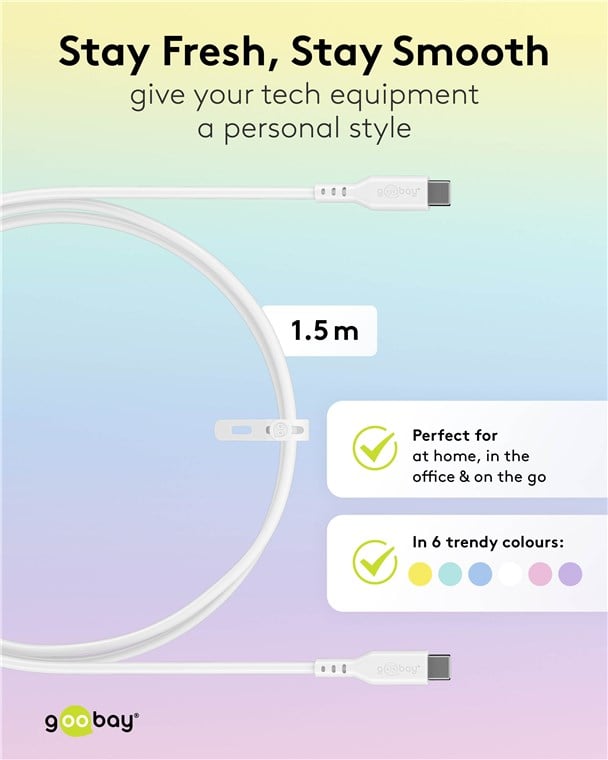 USB-C Male/Male USB 2.0 Silicone cable 1,5 m Turquoise - Goobay ICOC MUSB 20 -C 615 ST