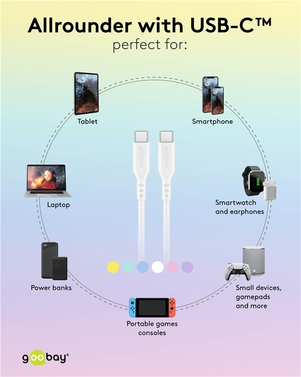 USB-C Cable Male/Male USB 2.0 Silicone 1,5 m White - Goobay ICOC MUSB 20 -C 615 SW