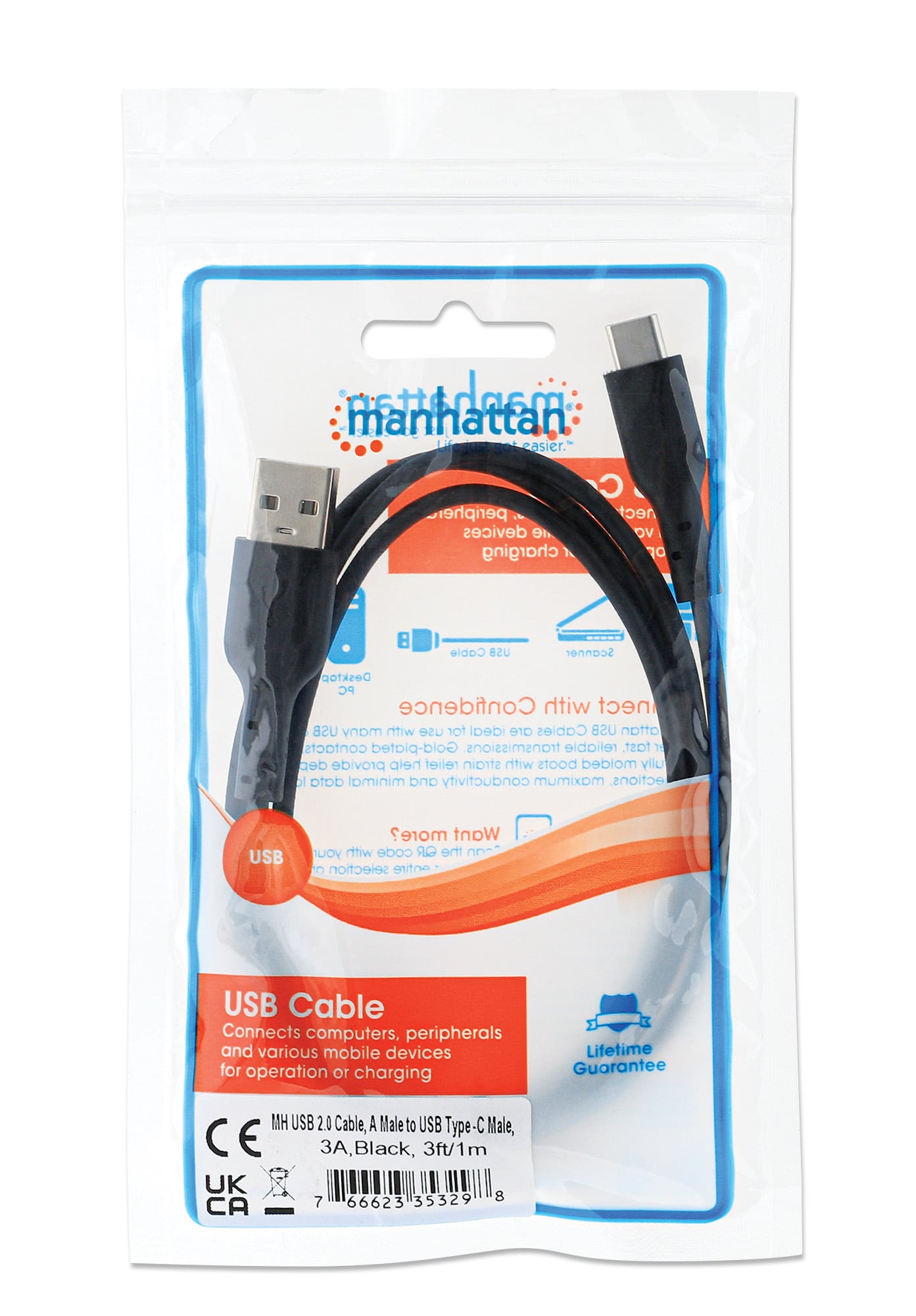 Cavo HiSpeed USB A Maschio / USB-C Maschio 1m Nero - Manhattan ICOC MUSB20-CMAM10
