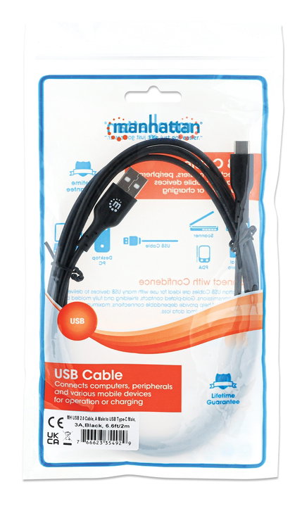 Cavo USB 2.0 A maschio / USB-C maschio 2m nero - Manhattan ICOC MUSB20-CMAM20