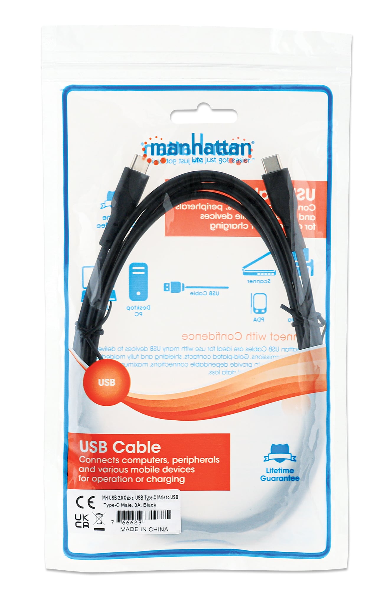 Cavo USB-C™ Maschio/Maschio USB 2.0 3m Nero - Manhattan ICOC MUSB20-CMCM30