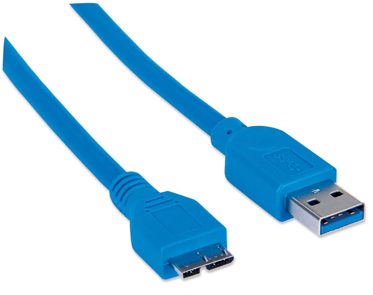Cavo USB 3.2 Gen 1 SuperSpeed A/Micro B M/M 1m Blu in Blister - Manhattan ICOC MUSB3-A-010RB