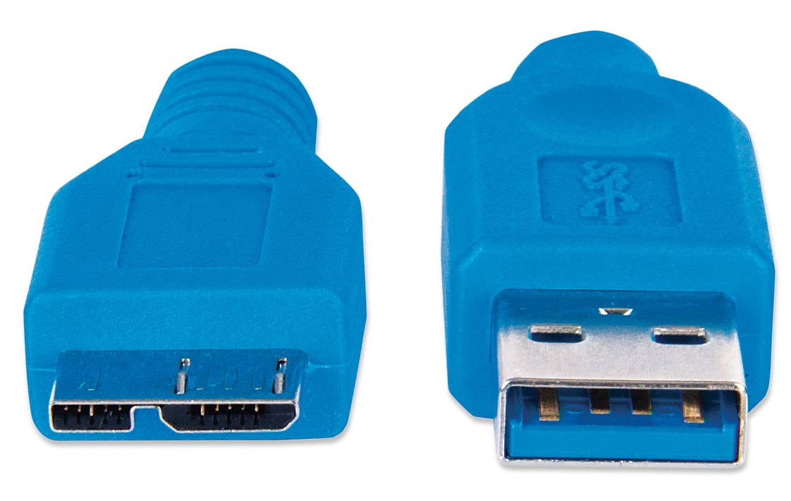 Cavo USB 3.2 Gen 1 SuperSpeed A/Micro B M/M 1m Blu in Blister - Manhattan ICOC MUSB3-A-010RB