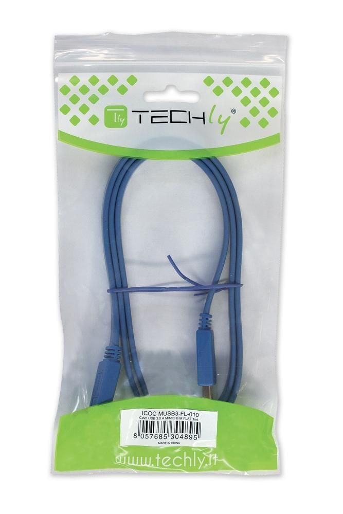 Cavo USB 3.2 Superspeed A maschio/MIC B maschio 1m FLAT - Techly ICOC MUSB3-FL-010