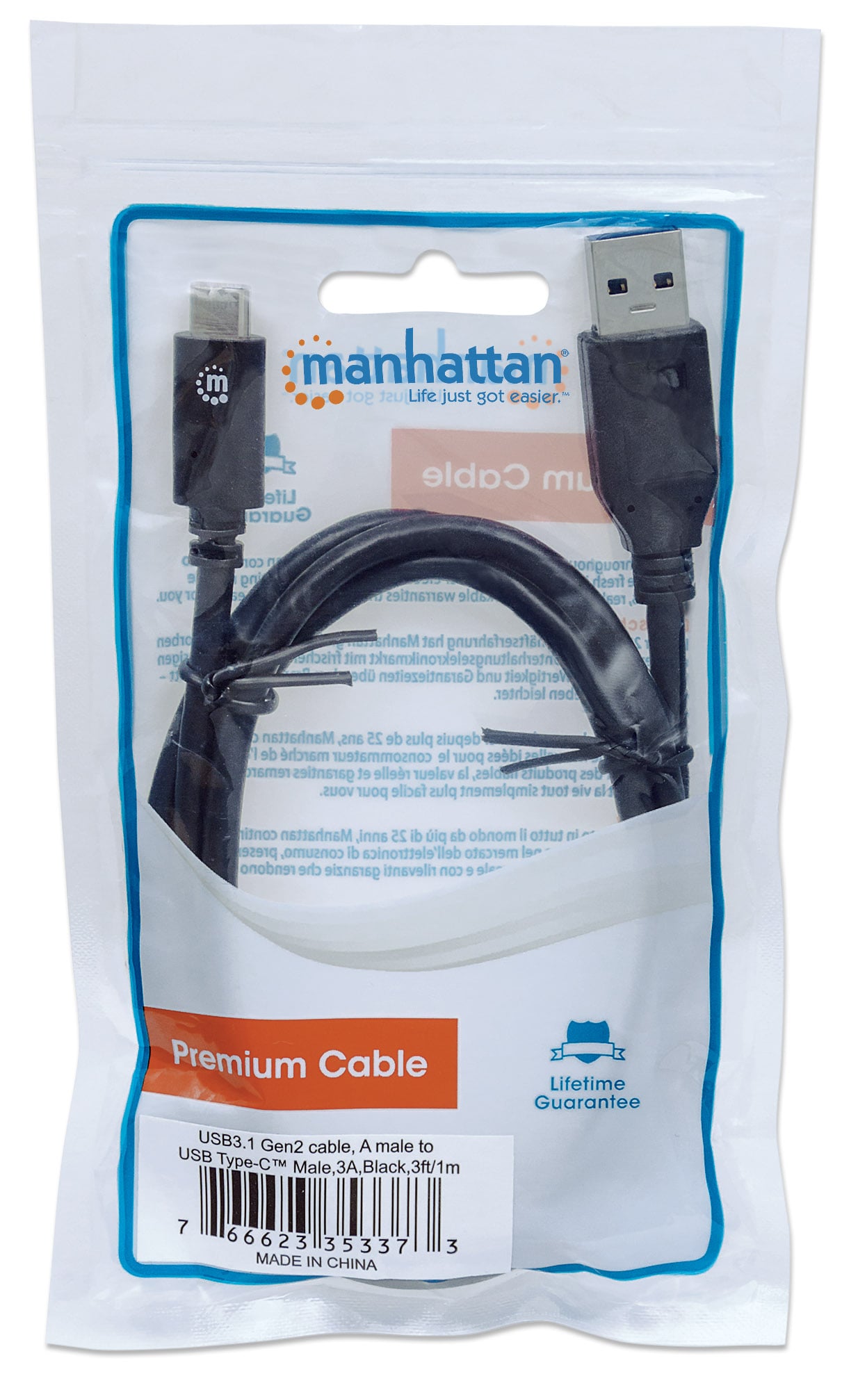 Cavo USB 3.2 Gen2 A Maschio / USB-C™ Maschio 1m Nero - Manhattan ICOC MUSB312-CMAM10