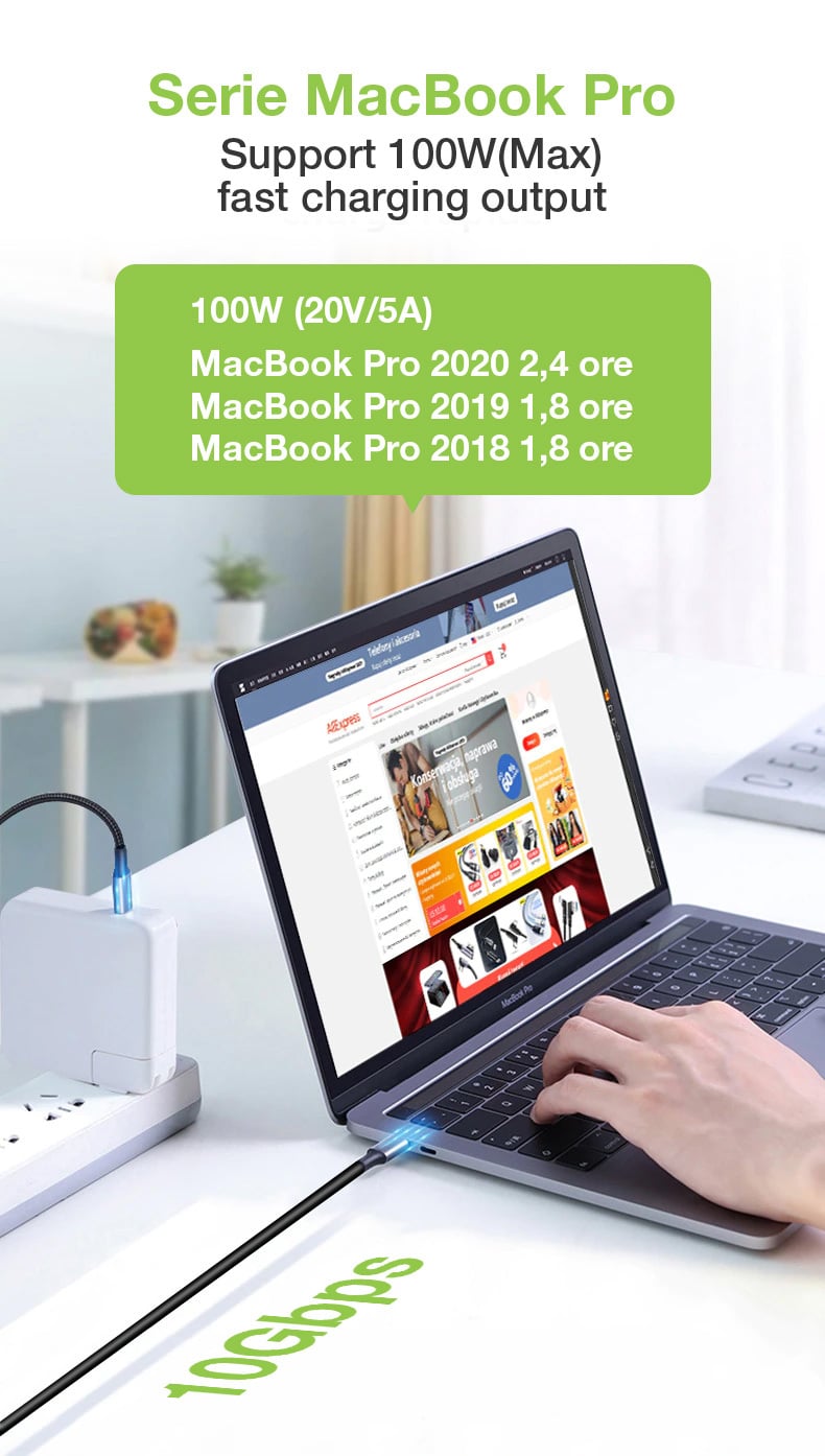 Cavo USB 3.2 Gen 2x2 USB-C™ M/M E-Mark 1m 4K Nero - Techly ICOC MUSB322-CM-010
