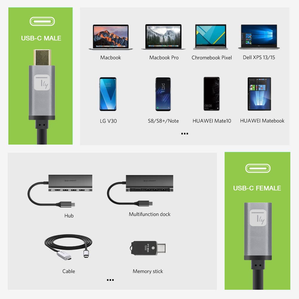 Cavo prolunga USB 3.2 Gen 2 USB-C™ M/F 1m Nero - Techly ICOC MUSB322-CMF-010