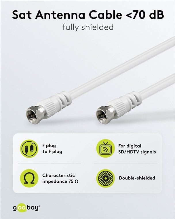 Cavo Antenna Satellite F/F 20m bianco - ICOC SAT-220