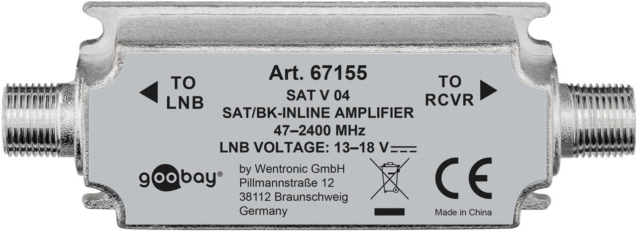 Amplificatore in Linea per Antenna SAT/BK 47 MHz - 2400 MHz - Goobay ICOC SAT-AMP-20