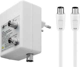 Amplificatore per antenna 2 dispositivi DVB-T/T2/C con cavo - Goobay ICOC SAT-AMP-DVB