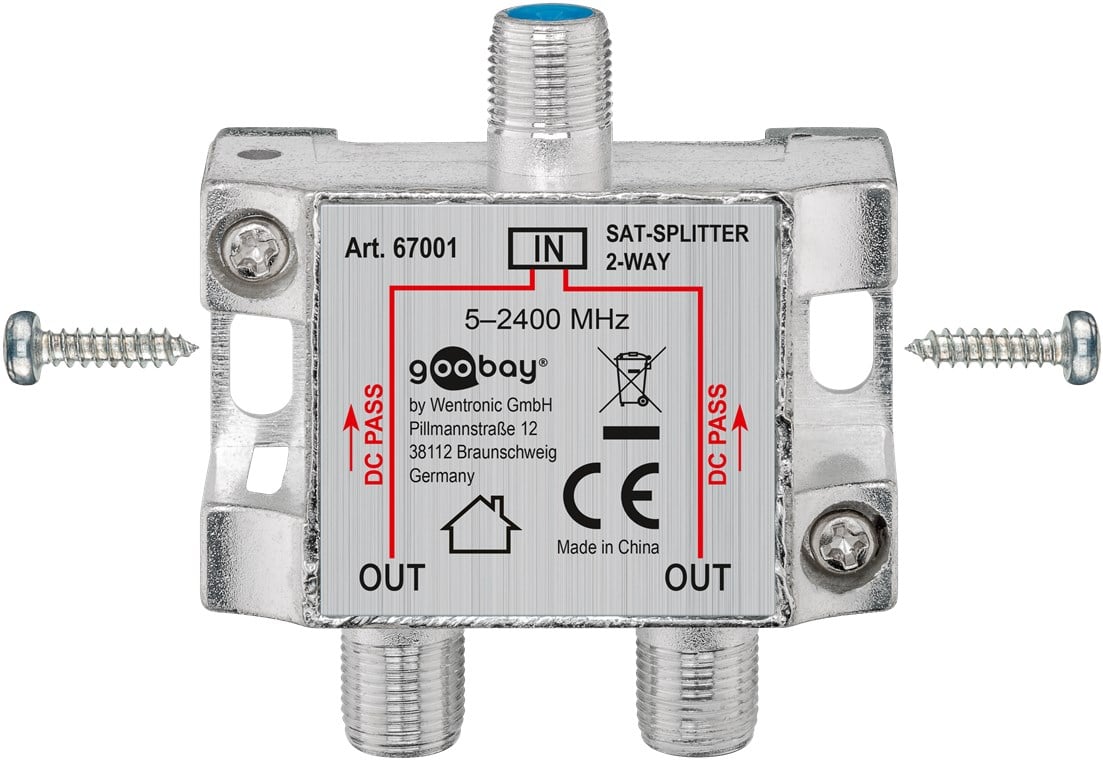Splitter 2 vie per satellite 100 db, 1750 Mhz - Goobay ICOC SAT-SPL2