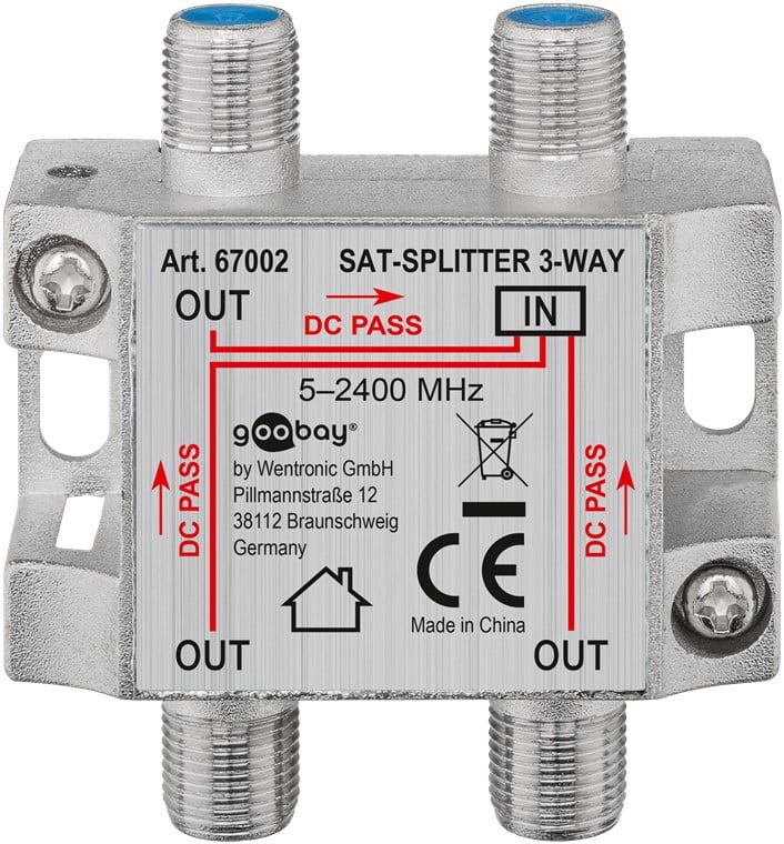 Splitter 3 vie per satellite 100 db, 1750 Mhz - Goobay ICOC SAT-SPL3