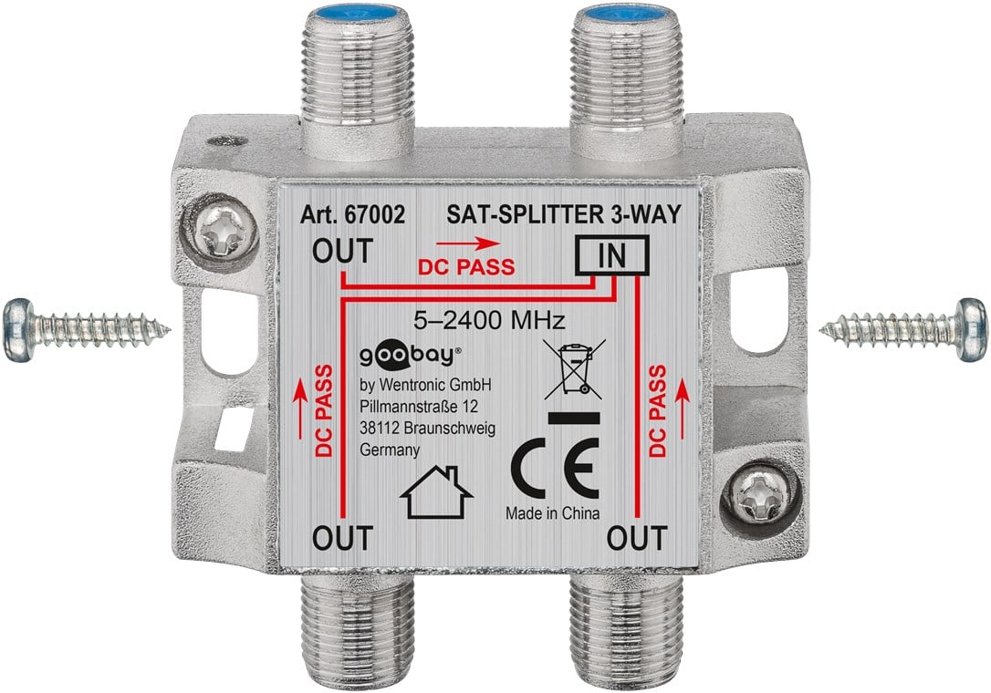Splitter 3 vie per satellite 100 db, 1750 Mhz - Goobay ICOC SAT-SPL3