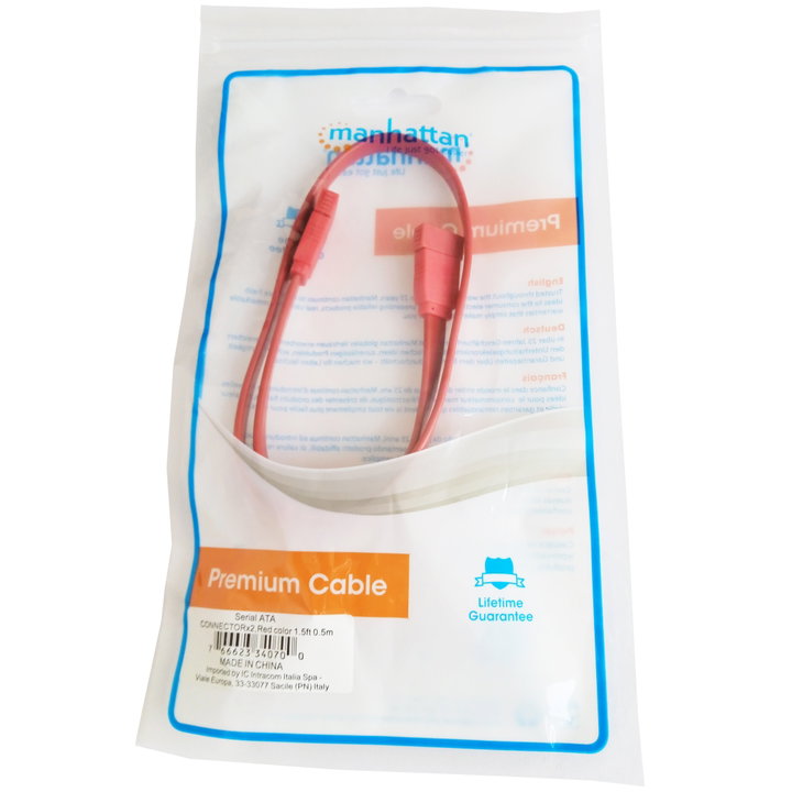 Shielded SATA 50 cm data cable - Manhattan ICOC SATA- 050