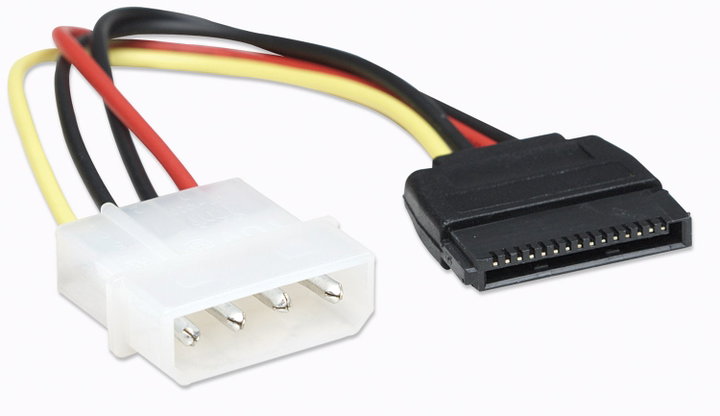 Cavo alimentazione SATA Molex 4-pin M a SATA 15-pin F 15 cm - Manhattan ICOC SATA-415
