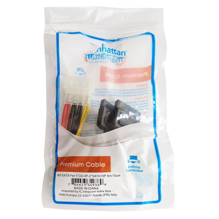Cavo alimentazione a Y SATA per 2 HDD 15 cm - Manhattan ICOC SATA-516