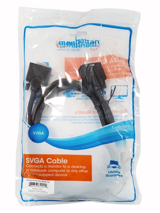 Cavo prolunga SVGA HD15 M/F 1,8m schermato - Manhattan ICOC SVGA-A-2
