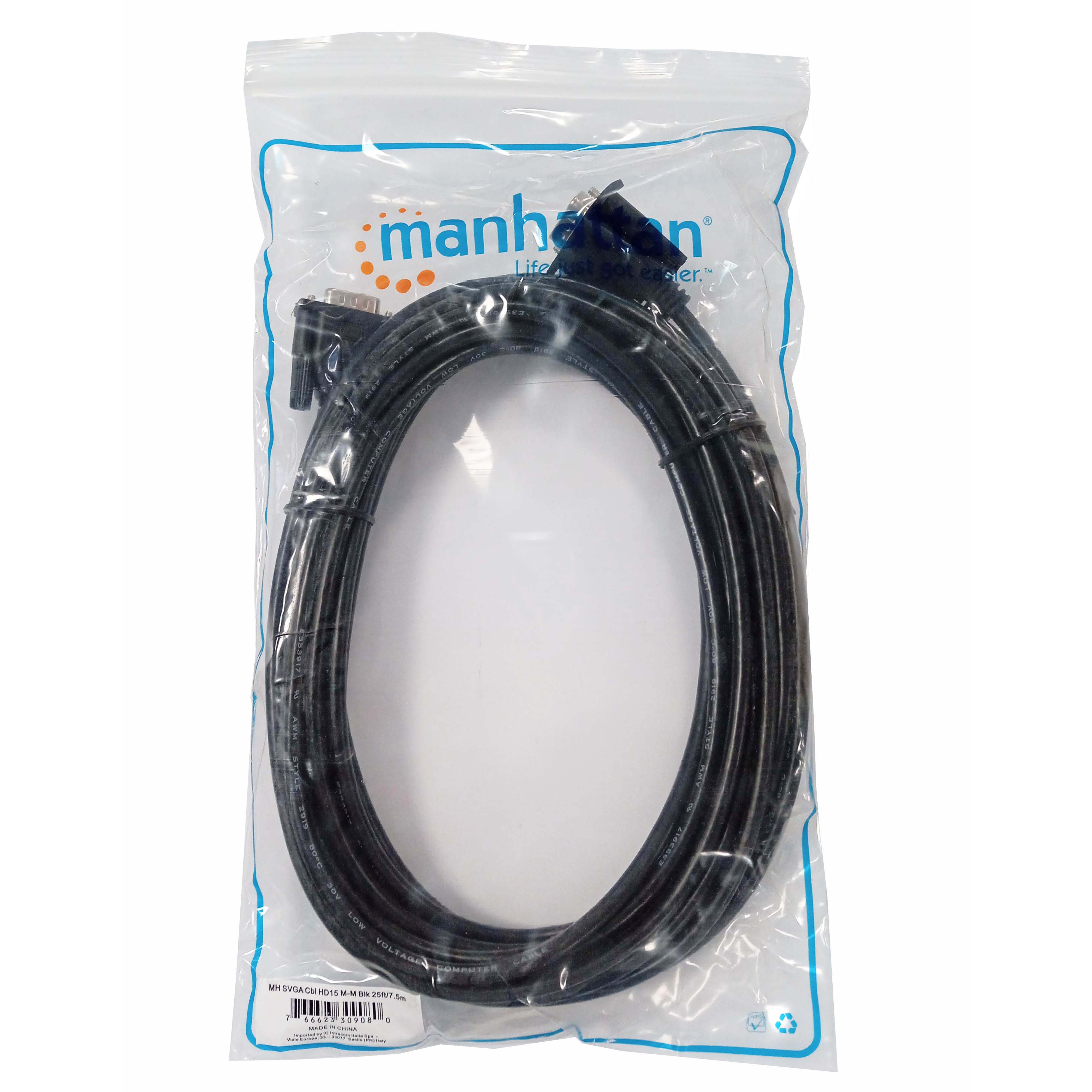 Cavo monitor SVGA standard M/M 7,5m NERO - Manhattan ICOC SVGA-E-075
