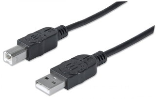 USB cable 2.0 A male/B male 0,5 m Black - Manhattan IOC U-AB- 005 -U 2