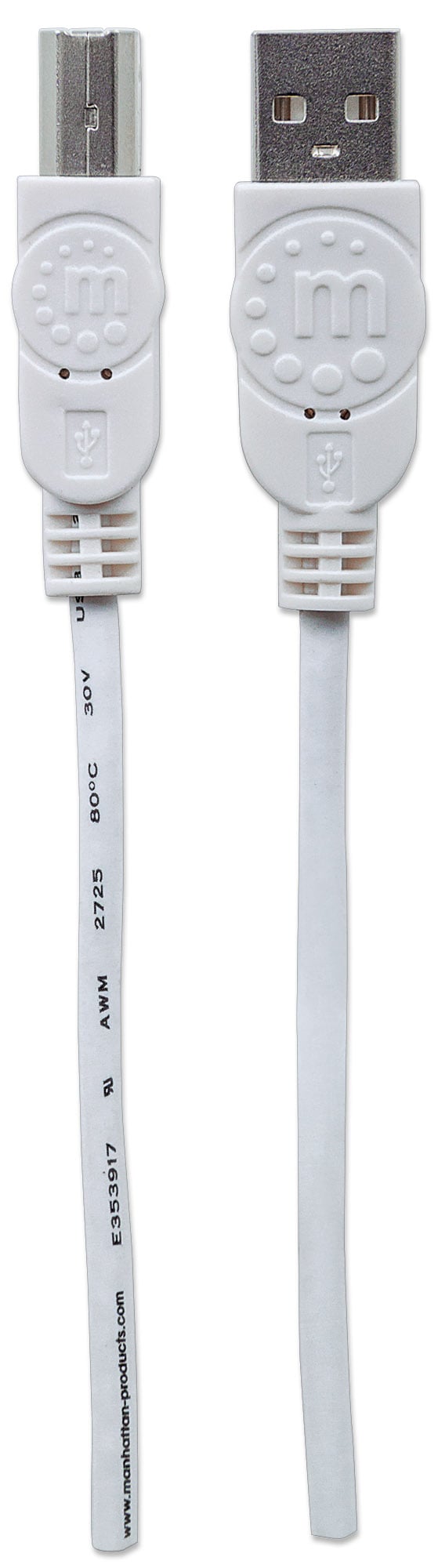 Cavo USB 2.0 A maschio/B maschio 1m Bianco - Manhattan ICOC U-AB-010-U2W