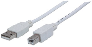 USB cable 2.0 A/B 1,8 m White - Manhattan IOC U-AB- 018 -U 2 W