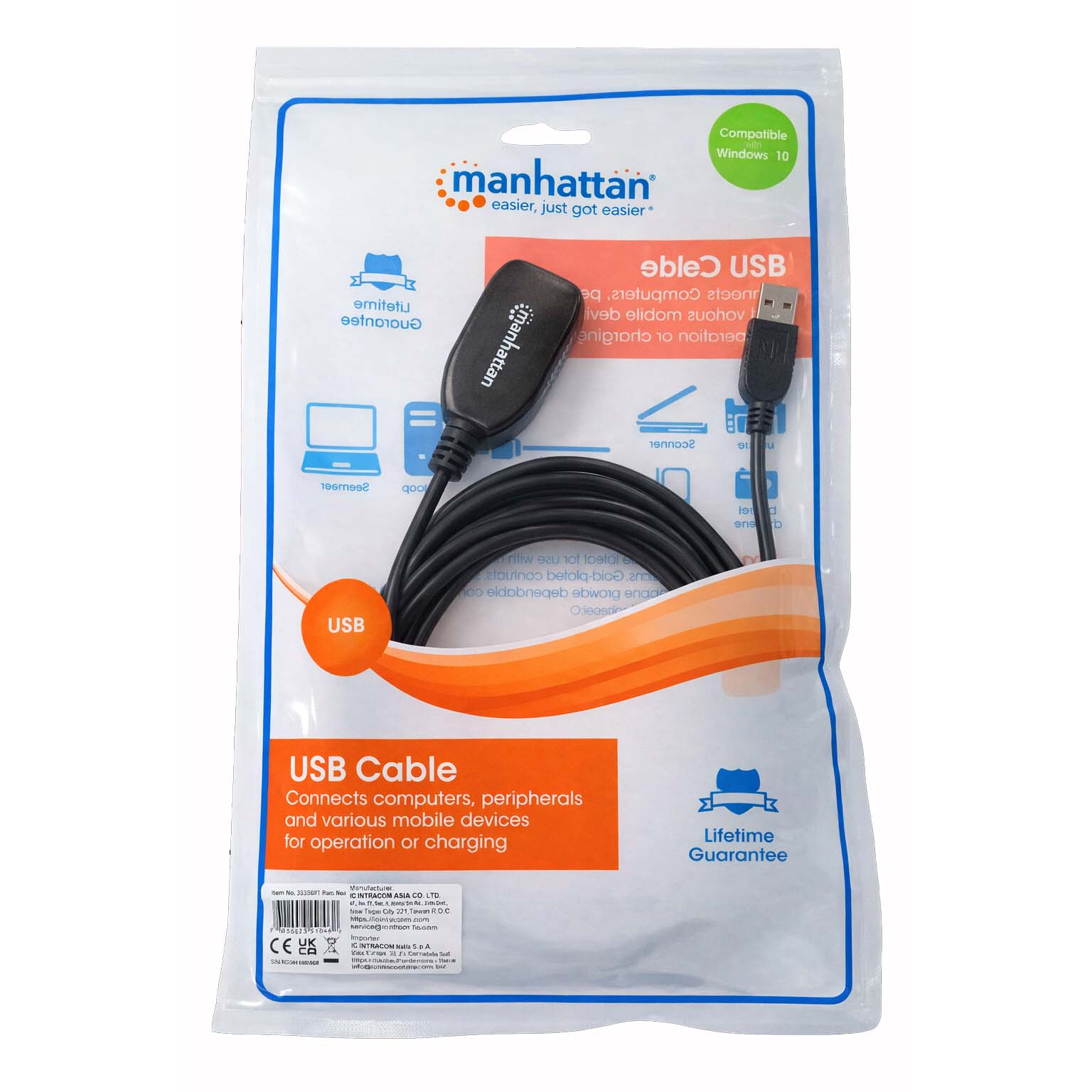 Cavo Prolunga Attivo Hi-Speed USB 2.0 5m. - Manhattan ICOC U-AB-105-U2
