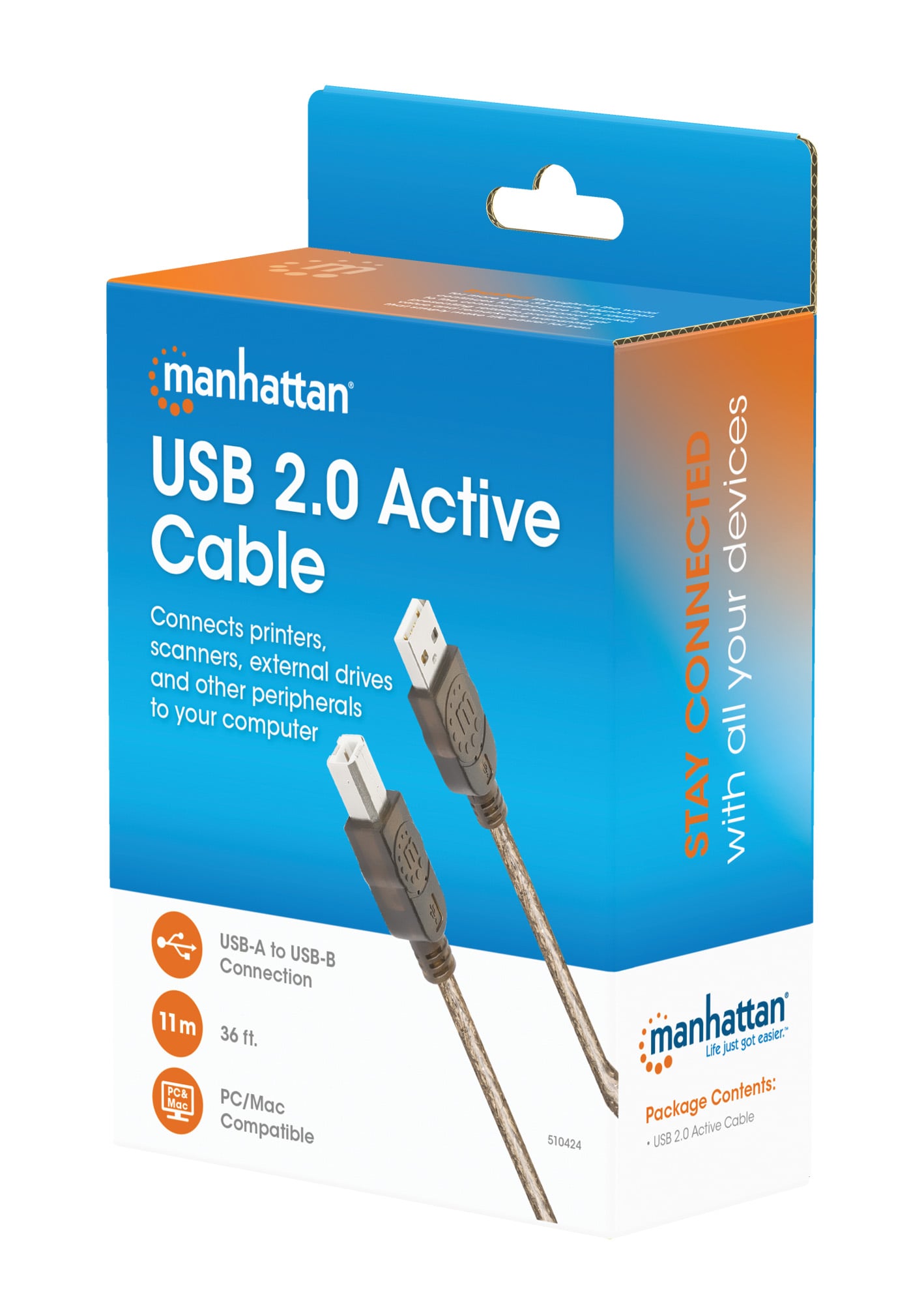 Prolunga Attiva USB-A USB-B Hi-Speed USB 2.0 11m - Manhattan ICOC U-AB-110-U2