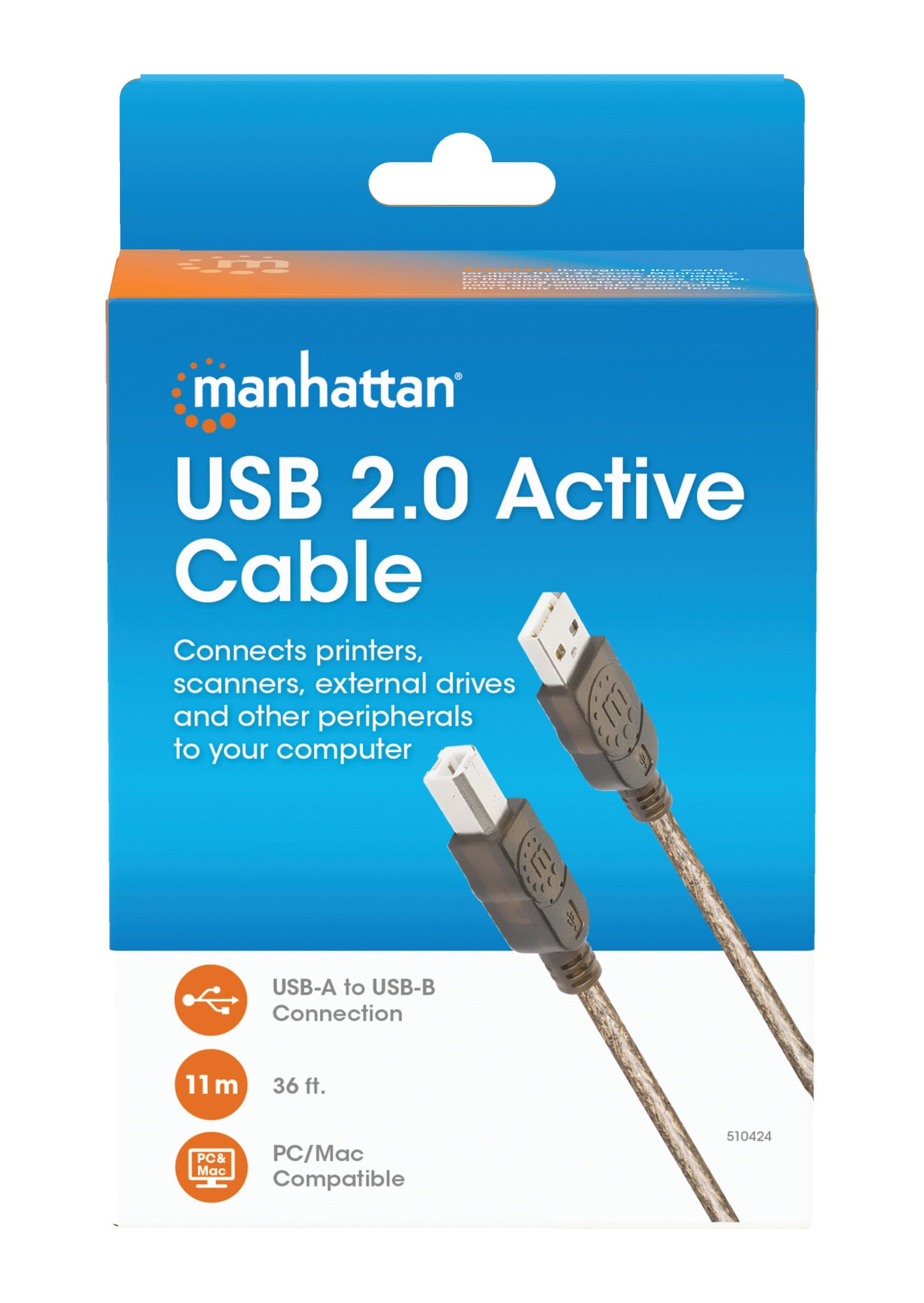 Prolunga Attiva USB-A USB-B Hi-Speed USB 2.0 11m - Manhattan ICOC U-AB-110-U2