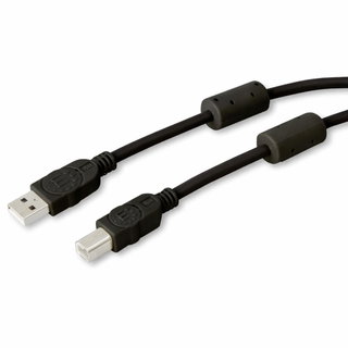 Cavo USB 2.0 A M / B M 1.8m con Ferrite Doppia Schermatura Nero - Manhattan ICOC U-AB-18-U2-FBK