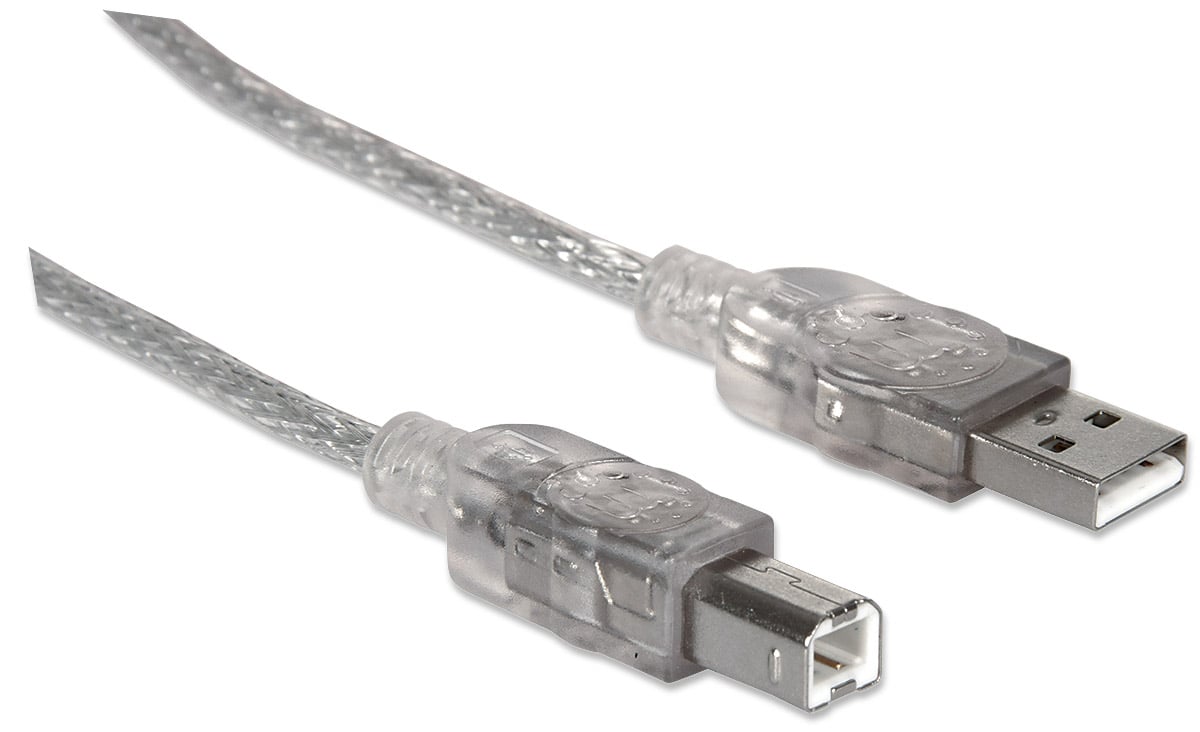 Cavo USB 2.0 A maschio/B maschio 1.8m trasparente - Manhattan ICOC U-AB-20-U2SIL