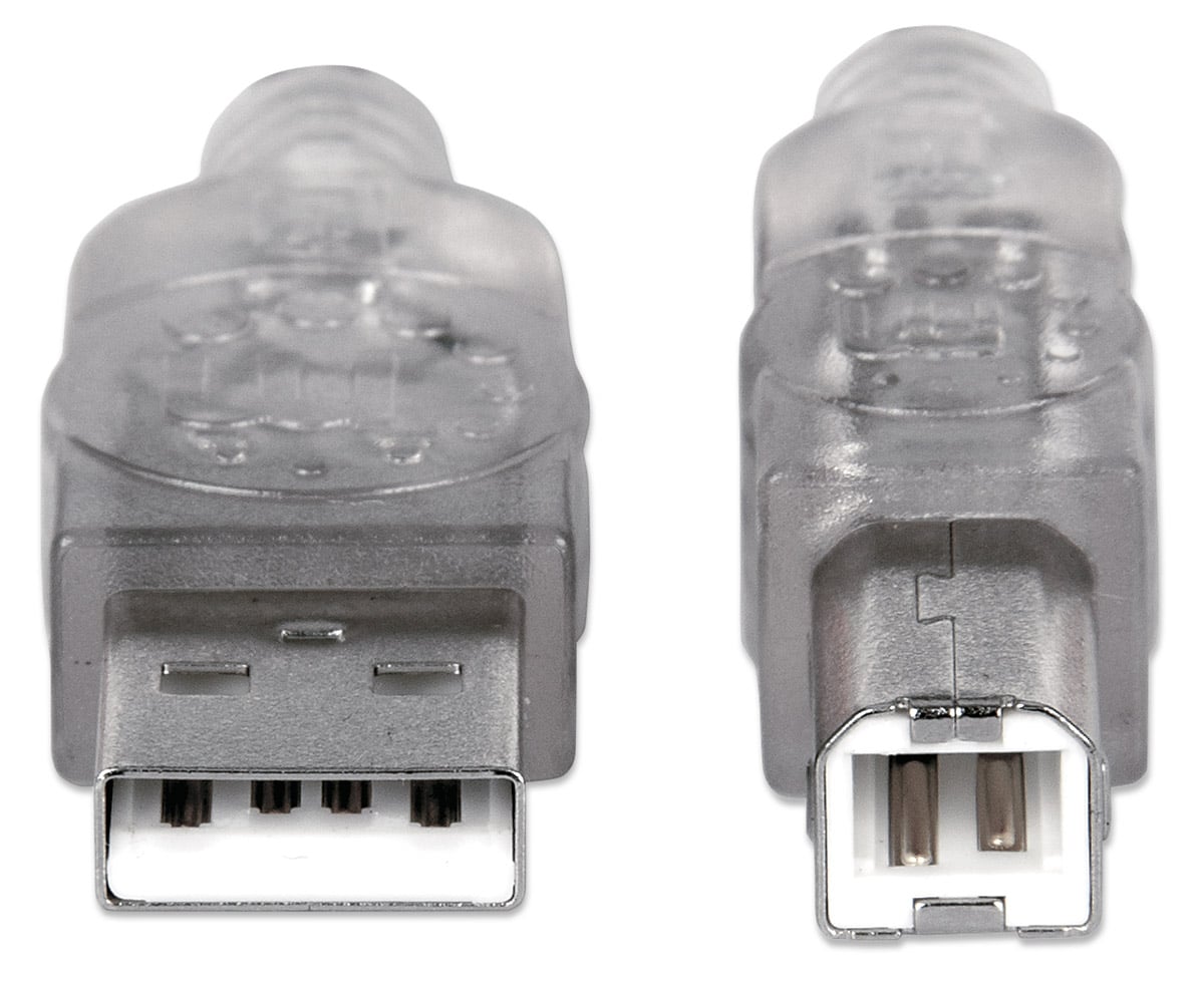 Cavo USB 2.0 A maschio/B maschio 1.8m trasparente - Manhattan ICOC U-AB-20-U2SIL