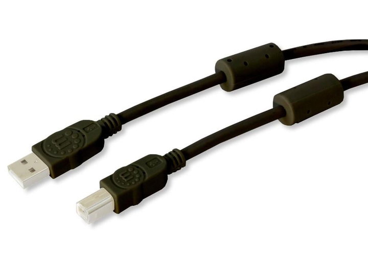 USB cable 2.0 A M / B M 3 m with Ferrite Double Shielding Black - Manhattan IOC U-AB- 30 -U 2 -FBK