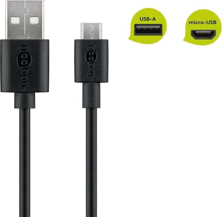 Cavo USB 2.0 Spiralato A maschio/microB 5 pin maschio 1m Nero - Goobay ICOC U-AB-SP3