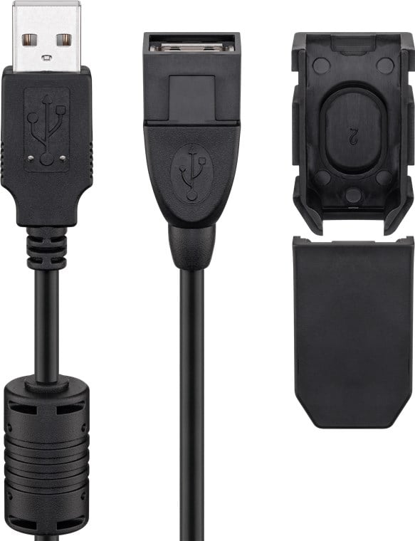 Cavo Prolunga USB 2.0 con Ferrite A Maschio / A Femmina 2m Nero - Goobay ICOC U2-AA-20-EXF