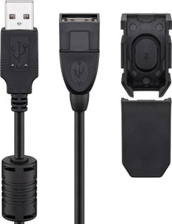 Cavo Prolunga USB 2.0 A Maschio/Femmina con Ferrite 2m Nero - Goobay ICOC U2-AA-20-EXF