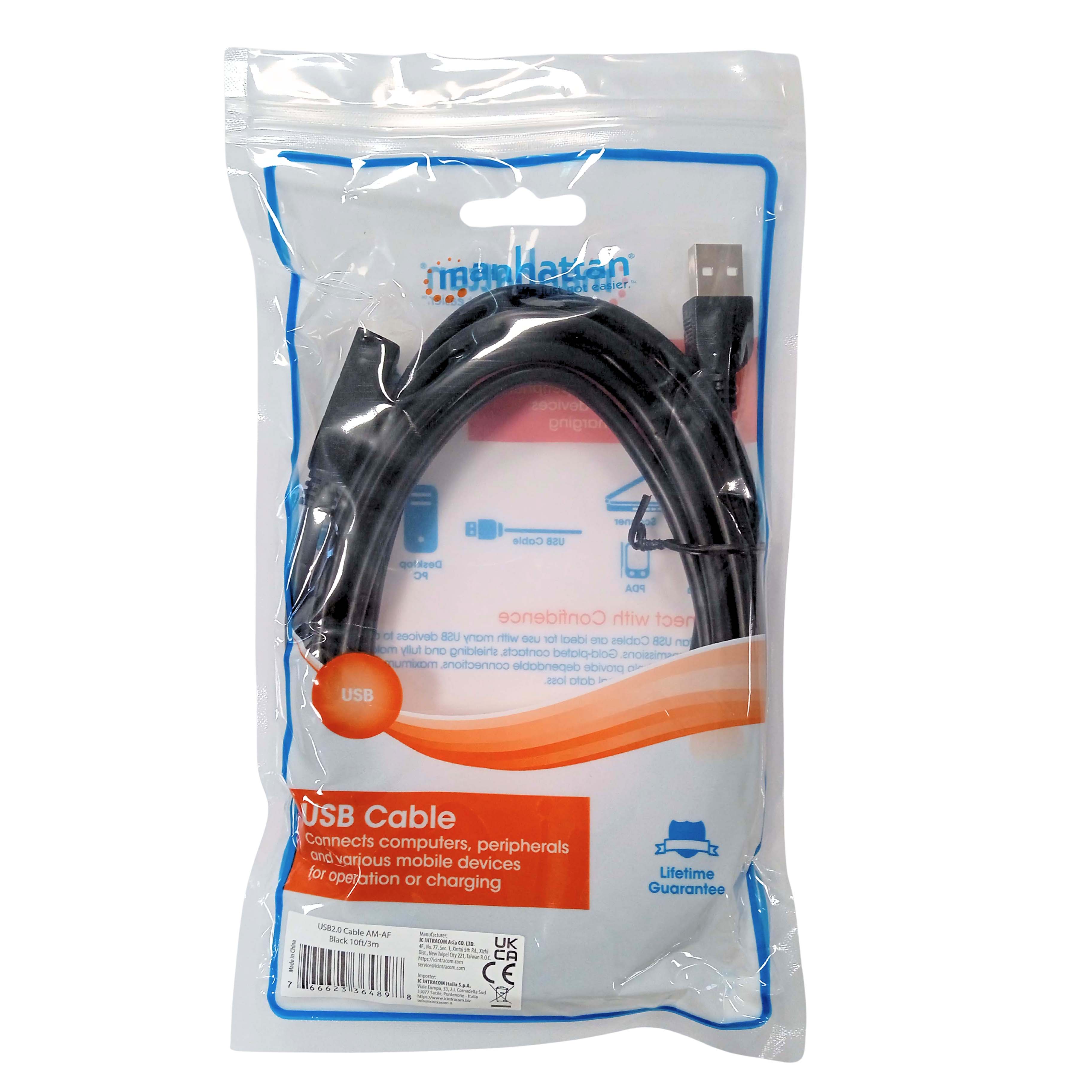 Cavo Prolunga USB 2.0 Hi-Speed 3m - Manhattan ICOC U2-AA-30-EX