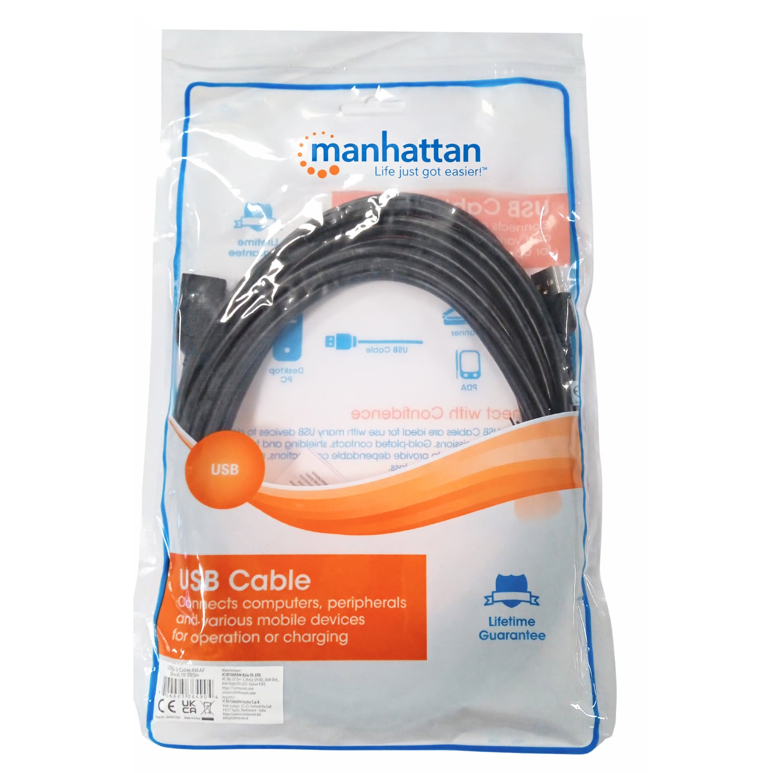 Cavo Prolunga USB 2.0 Hi-Speed 5m - Manhattan ICOC U2-AA-50-EX