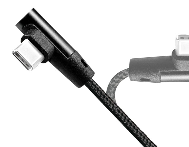 USB-C Male Angle/USB-A Male Straight 0,3 m Black - Logilink IOC U 2 -AC 90 - 003 B