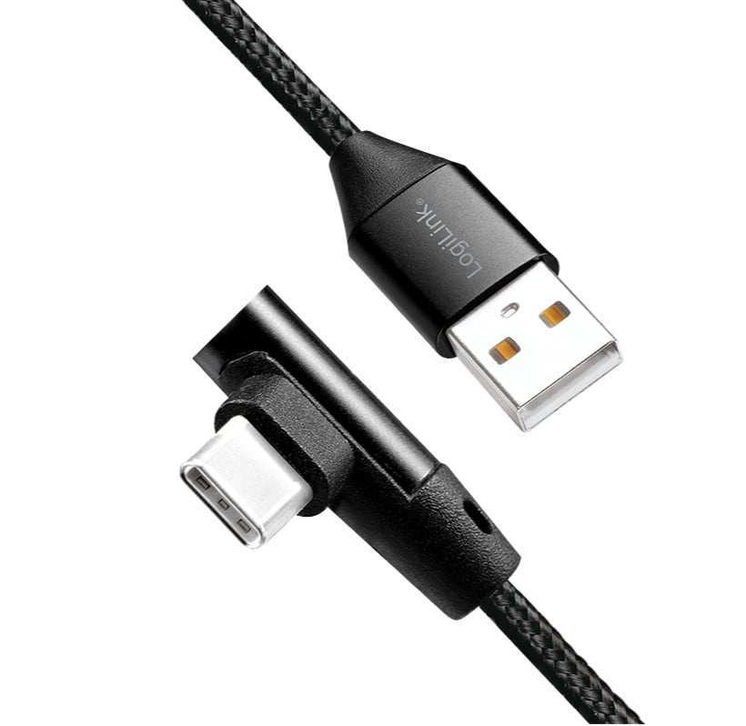 USB-C Male Angle/USB-A Male Straight 1 m Black - Logilink IOC U 2 -AC 90 - 010 B