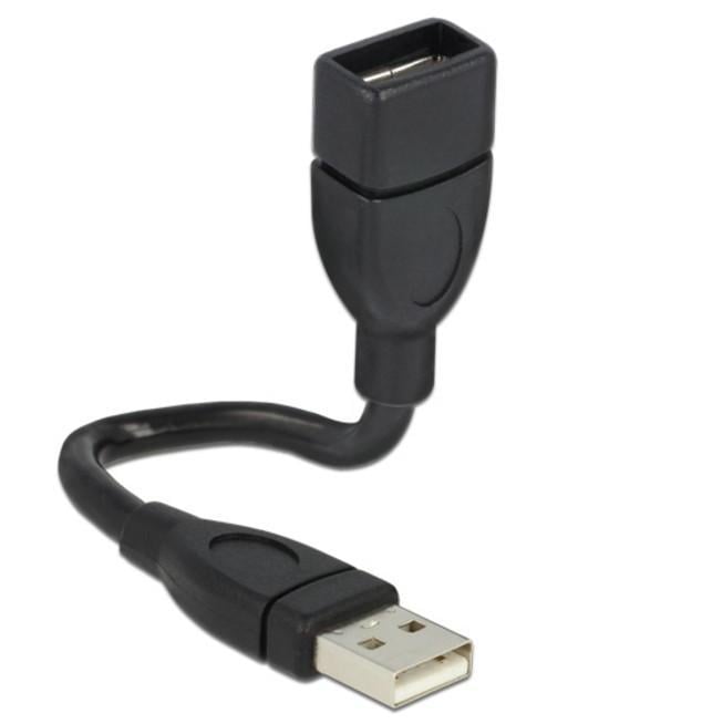 Semi-rigid USB cable 2.0 A Male/Female 15 cm Black - Delock ICOC U 2 -SHAPE 15