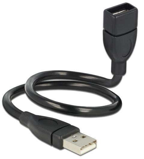 Semi-rigid USB cable 2.0 A Male/Female 35 cm Black - Delock ICOC U 2 -SHAPE 35