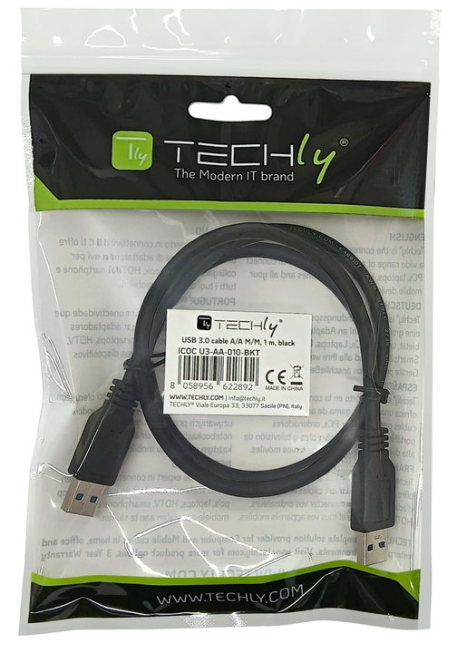 Cavo USB 3.2 A maschio/A maschio 1m Nero - Techly ICOC U3-AA-010-BKT