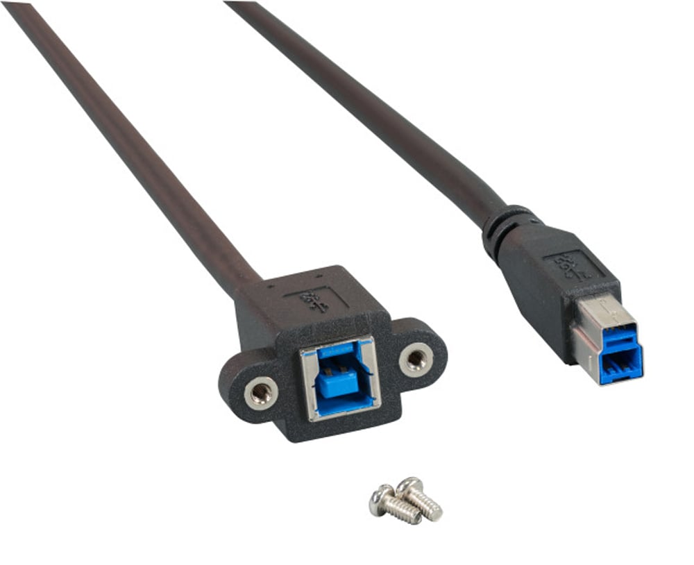 Cavo Prolunga USB 3.2 SuperSpeed B/B M/F da Pannello 1,8m Nero - ICOC U3-BB-018-PNLE