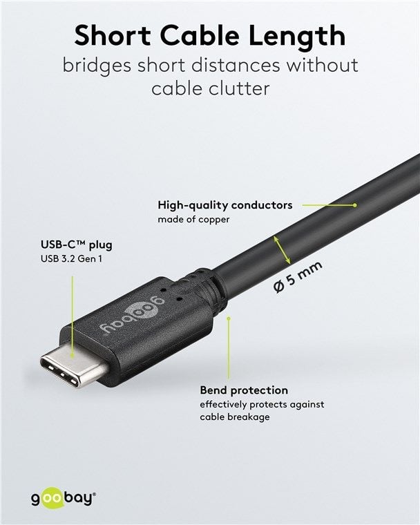 Cavo SuperSpeed USB-C™ 3.2 Gen1 Maschio / Maschio 1m Nero - Goobay ICOC U31-CC-010B