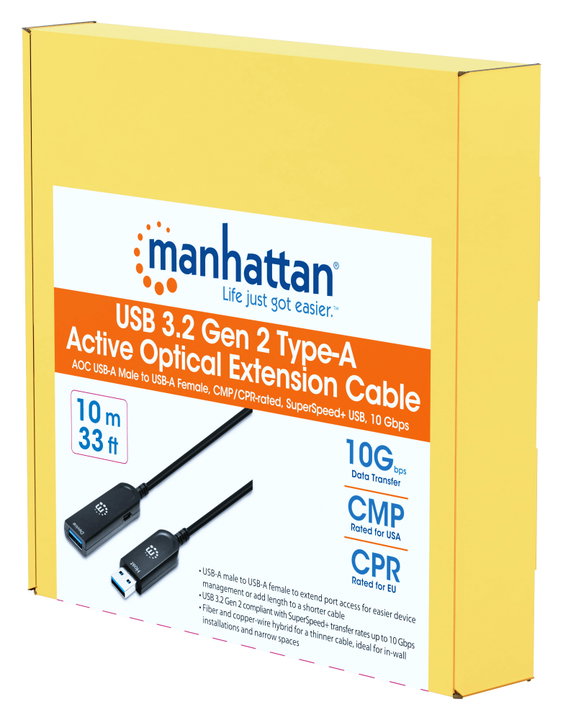 Cavo Ottico Attivo USB 3.2 Gen 2 SuperSpeed+ USB A M/F 10m - Manhattan ICOC U32AMF-HY-010MH