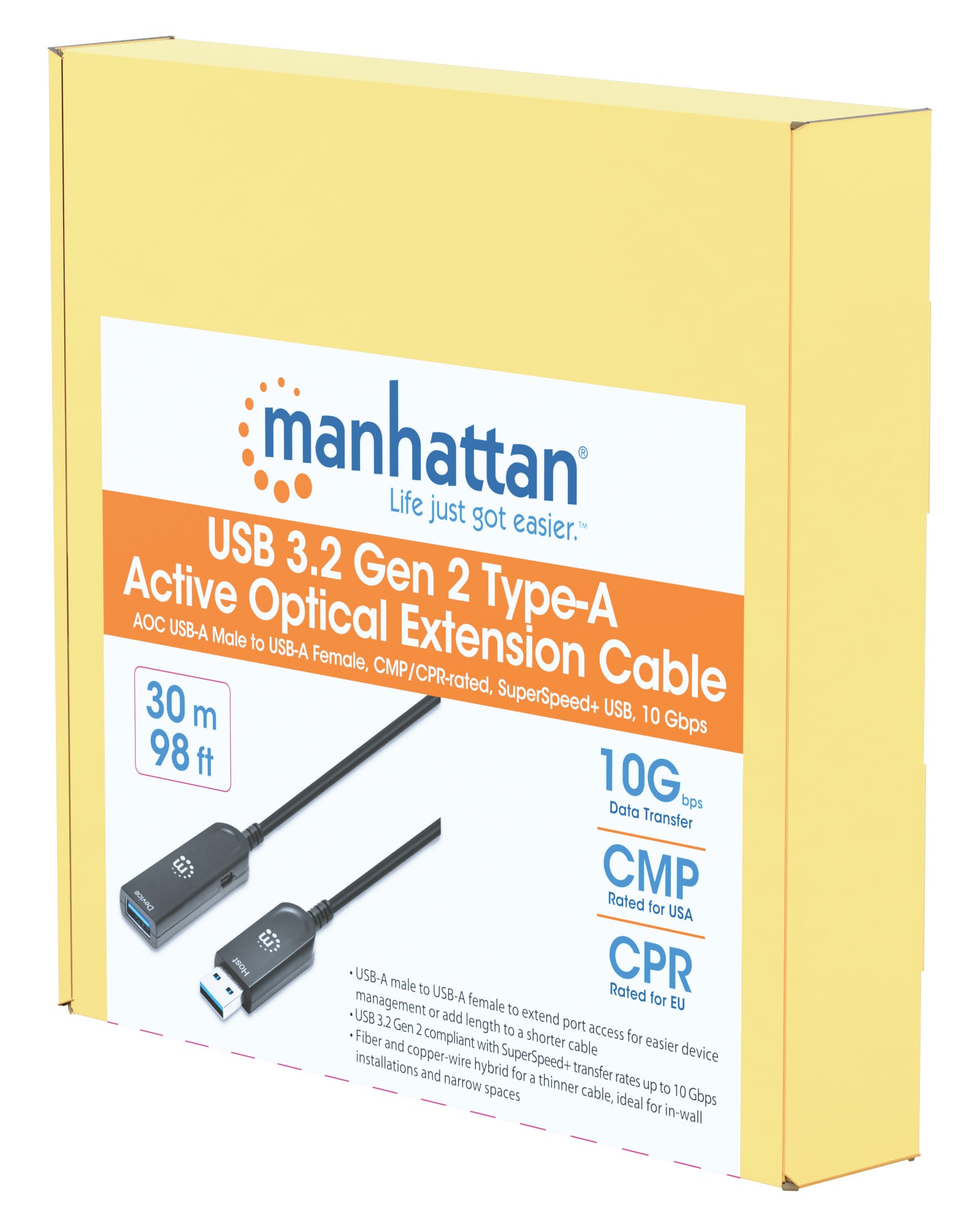 Optical cable Active USB 3.2 Gen 2 SuperSpeed+ USB A M/F 30 m - Manhattan ICOC U 32 AMF-HY- 030 MH
