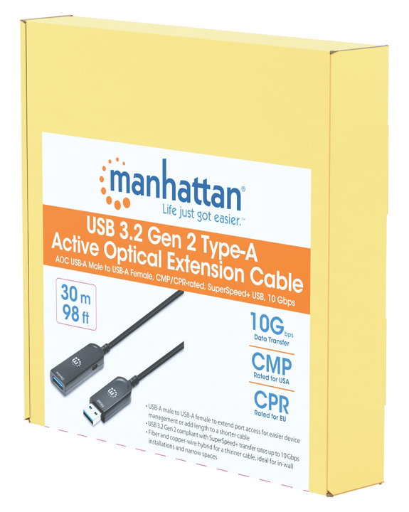 Cavo Ottico Attivo USB 3.2 Gen 2 SuperSpeed+ USB A M/F 30m - Manhattan ICOC U32AMF-HY-030MH